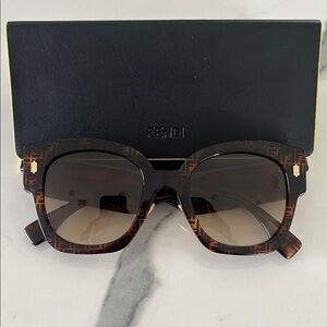 Fendi Brown Wayfarer Sunglasses with Gradient Lenses